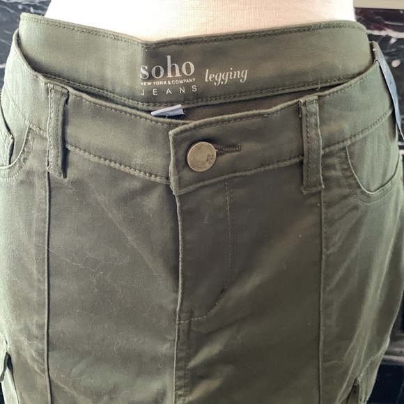 NWT “Soho NY&Co” olive drab fatigue style leggings - Picture 2 of 9